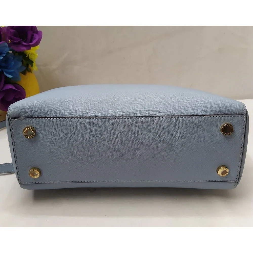 Michael Kors Blue Leather Carryall Double Handles Satchel Shoulder Bag